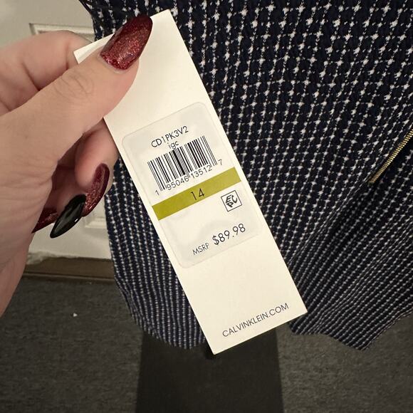 Calvin Klein Navy Blue & Gray Short Sleeve Dress Size 14 - Picture 4 of 4